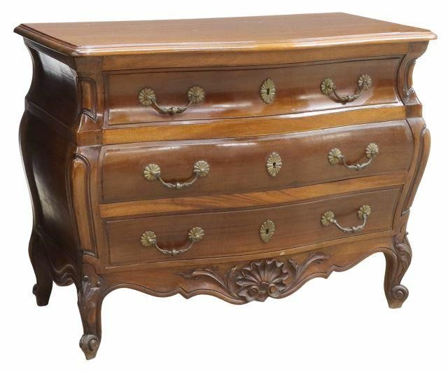 Appraisal: French Provincial bombe commode early th c serpentine front three