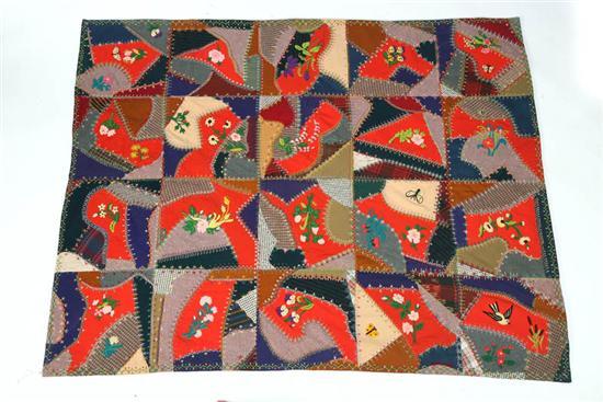 Appraisal: ELABORATE CRAZY QUILT Late th - early th century wool