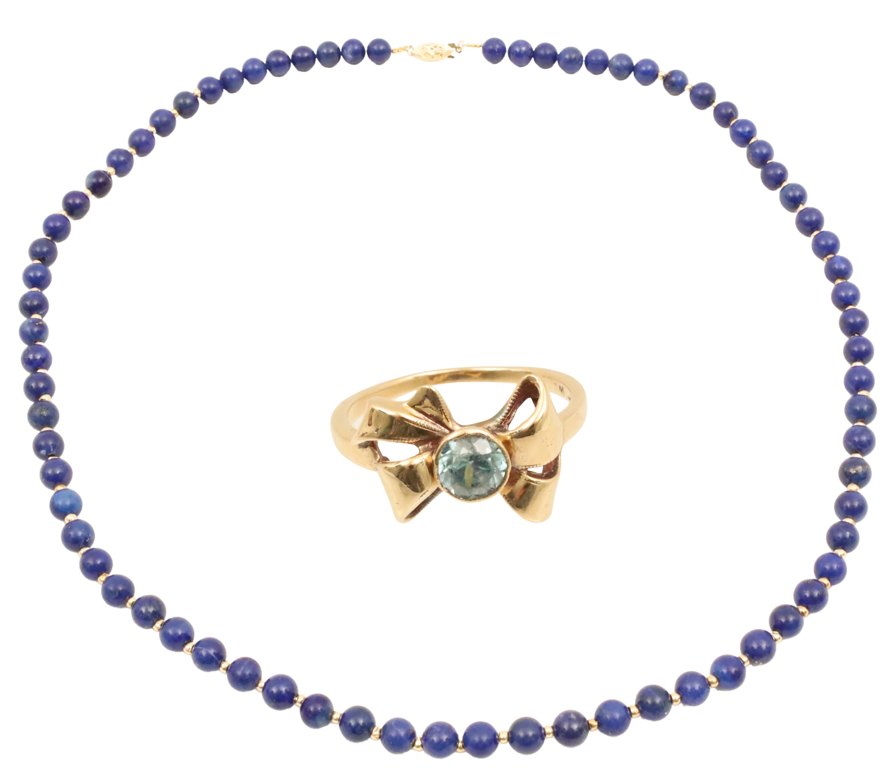 Appraisal: Two piece estate lot consisting of a lapis and gold