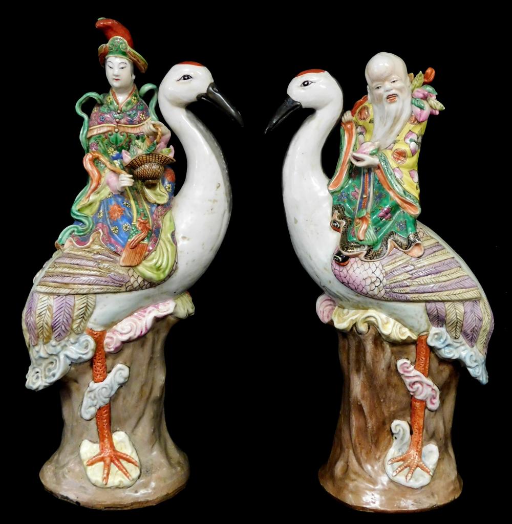 Appraisal: ASIAN Pair of Chinese Export style famille rose porcelain figures