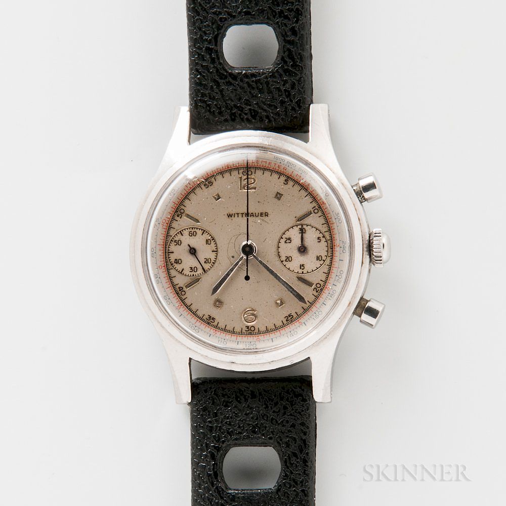 Appraisal: Wittnauer Stainless Steel Two-register Chronograph Wristwatch Wittnauer Stainless Steel Two-register