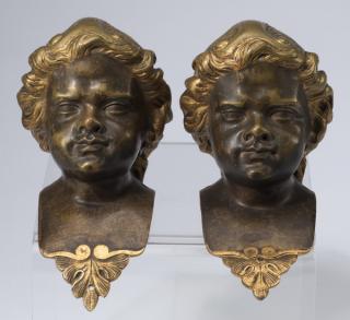 Appraisal: Pair of gilt bronze childs' busts h Pair of cast