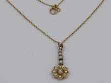 Appraisal: An Edwardian yellow metal tests ct gold pearl set pendant