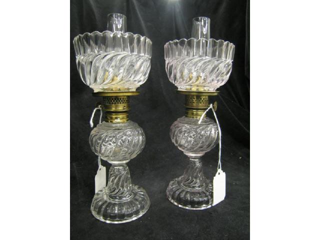 Appraisal: Pair of Miniature Victorian Oil Lamps see page figure Miniature