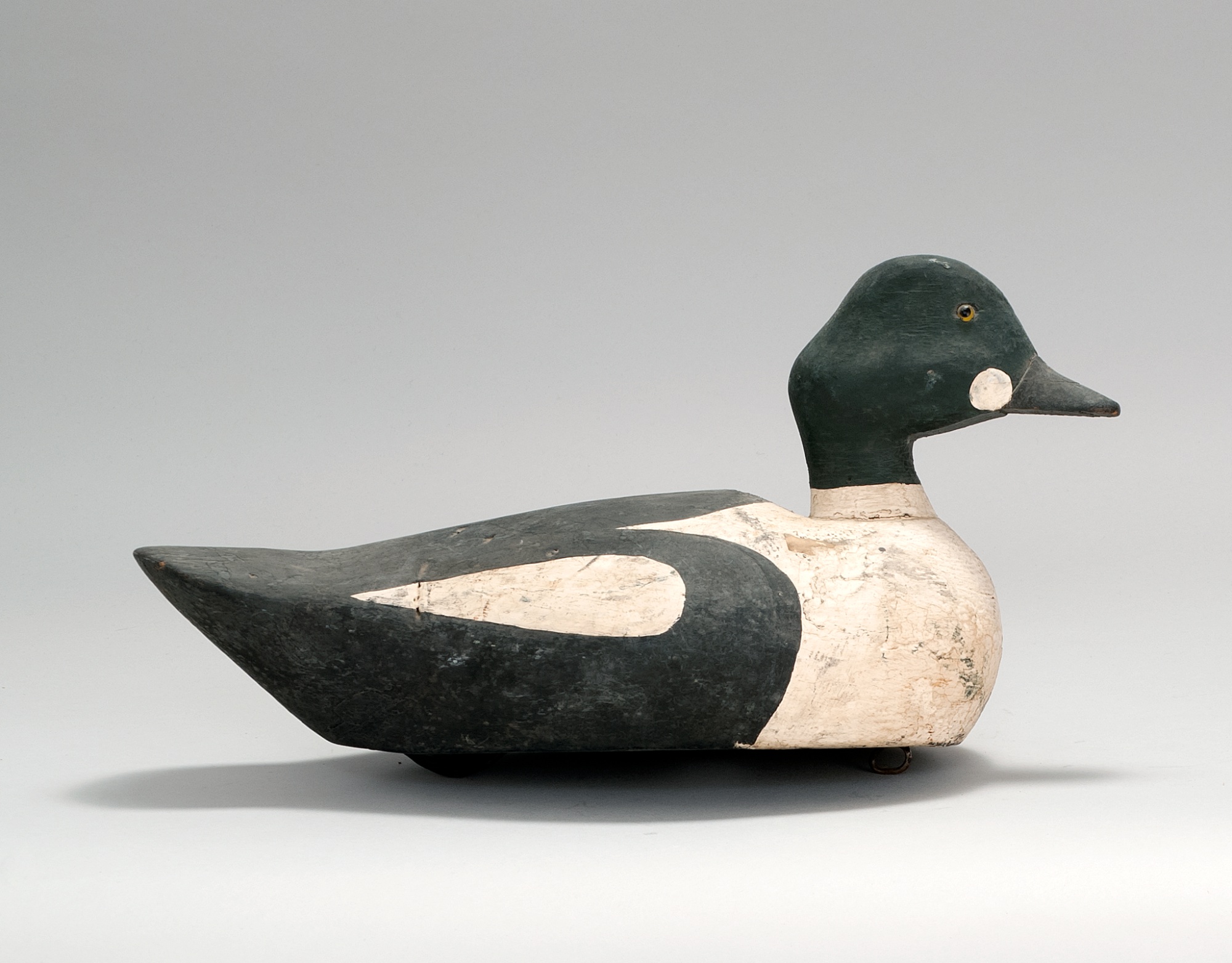 Appraisal: GOLDENEYE DRAKE DECOY From Westport Massachusetts Maker unknown Glass eyes