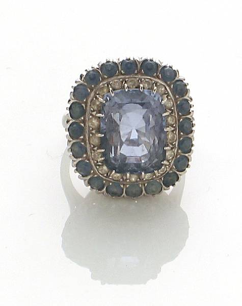 Appraisal: A sapphire diamond and k white gold ring sapphire weighing