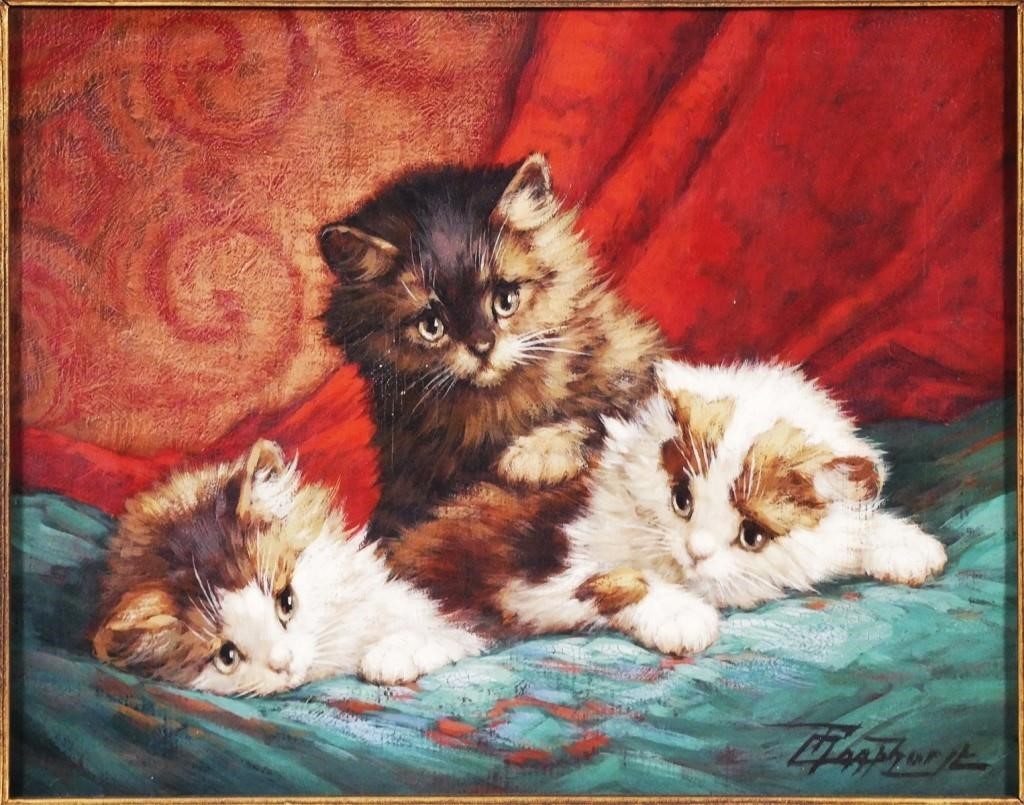 Appraisal: Oil on canvas painting of kittens by Cornelis Raaphorst Dutch