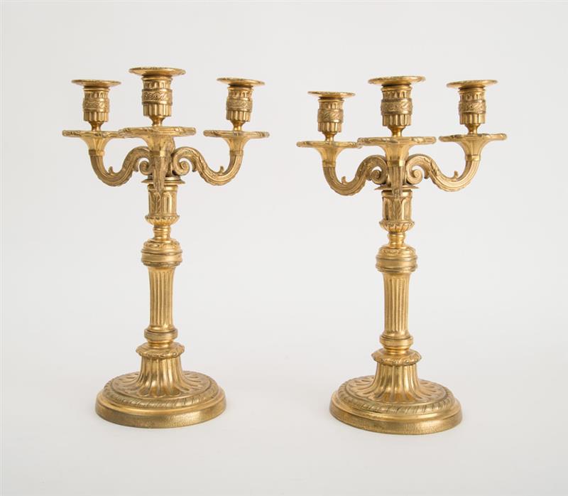 Appraisal: PAIR OF FINE LOUIS XVI ORMOLU CANDELABRA Each fitted with