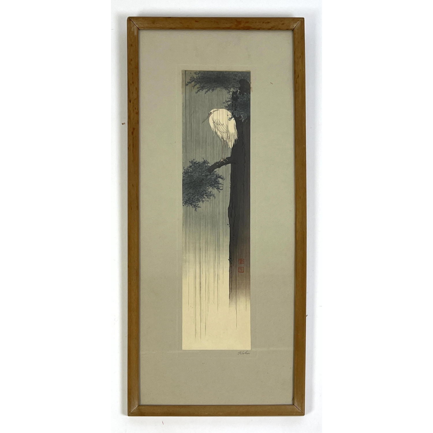 Appraisal: Shoda Koho Heron Woodblock Print hand signed Dimensions H inches