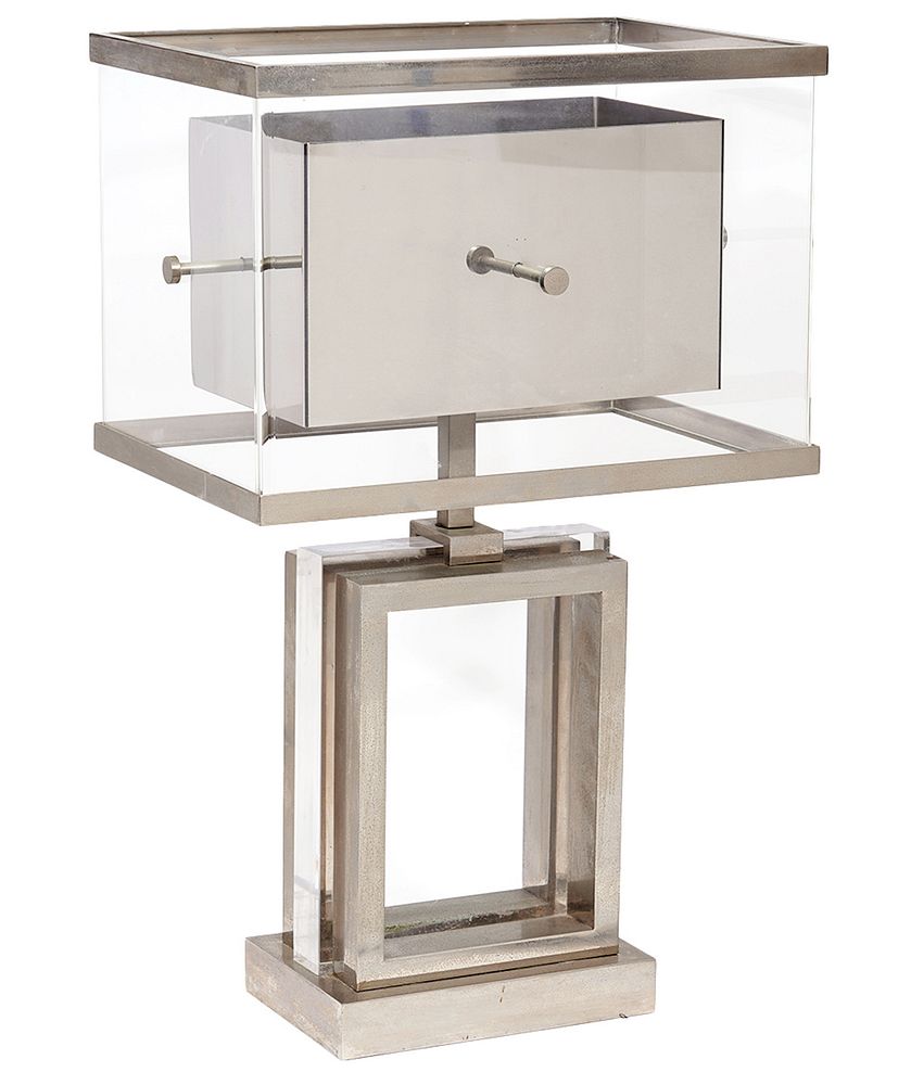 Appraisal: Chrome Lucite Table Italian Lamp Romeo Rega Chrome and lucite