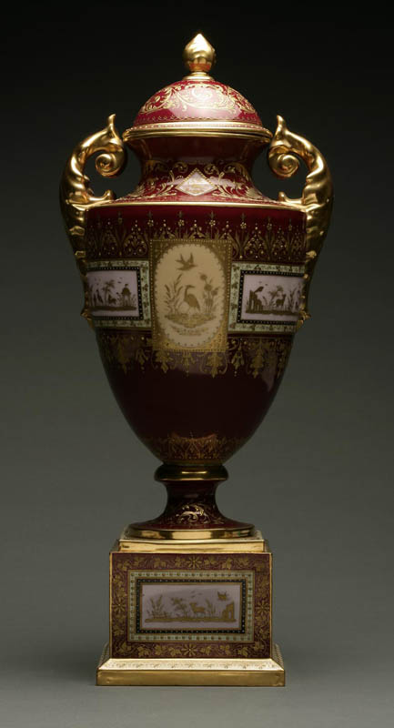 Appraisal: A Royal Vienna porcelain covered urn on stand A Royal