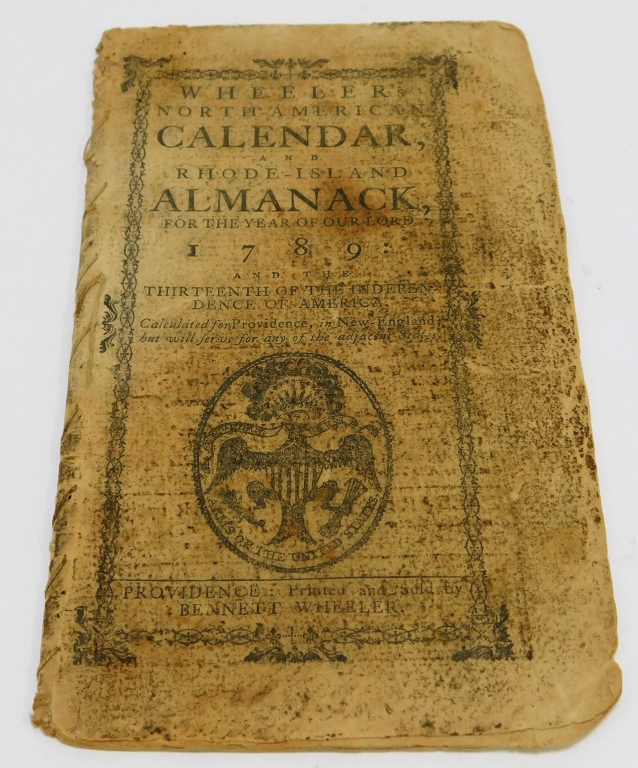 Appraisal: NORTH AMERICAN CALENDAR RHODE ISLAND ALMANAC Rhode Island Printed by