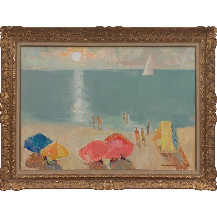 Appraisal: Ernest Kosmowski European - ''Beach Scene '' c oil on