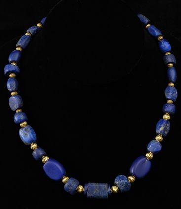 Appraisal: Necklace of Gold and Mesopotamian Lapis Beads