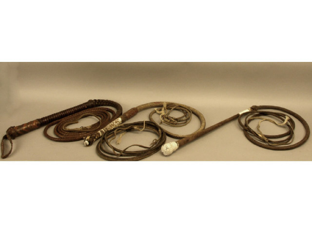 Appraisal: Collection of whips and one lash Estimate -