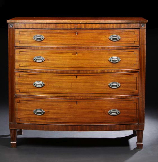 Appraisal: Regency Mahogany Bowfront Chest early th century the slightly bowed