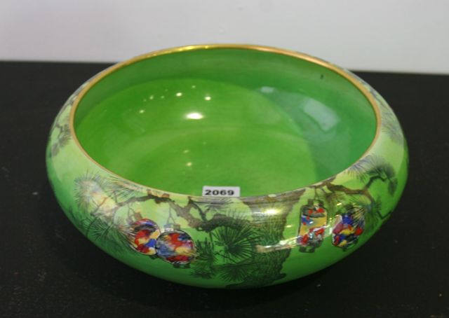 Appraisal: A Royal Staffordshire bowl featuring lanterns hanging from prunus trees