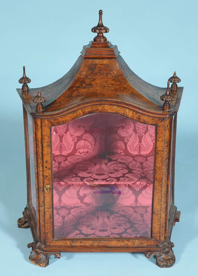 Appraisal: Dutch Baroque Burl Walnut Table Vitrine high wide deep early