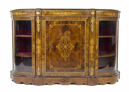 Appraisal: A Regency Style Burlwood Marquetry and Gilt Metal Mounted Console