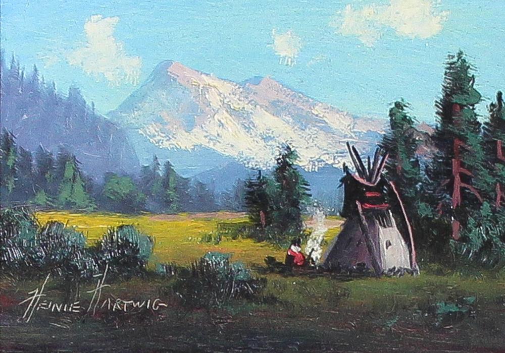 Appraisal: HEINIE HARTWIG California born oil on board Native American camp