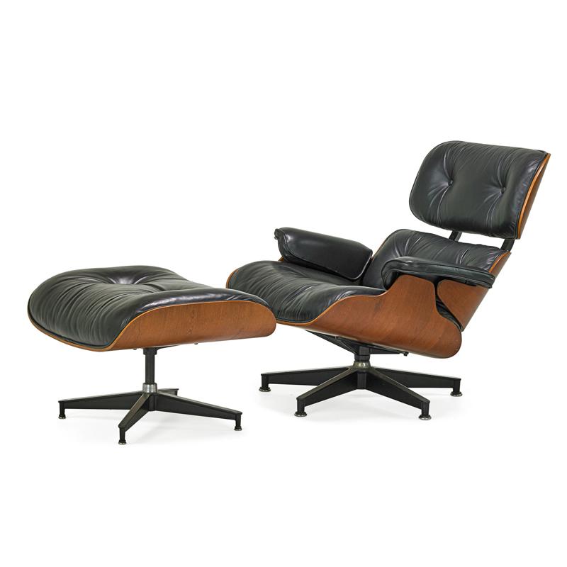 Appraisal: CHARLES AND RAY EAMES Lounge and ottoman CHARLES EAMES -