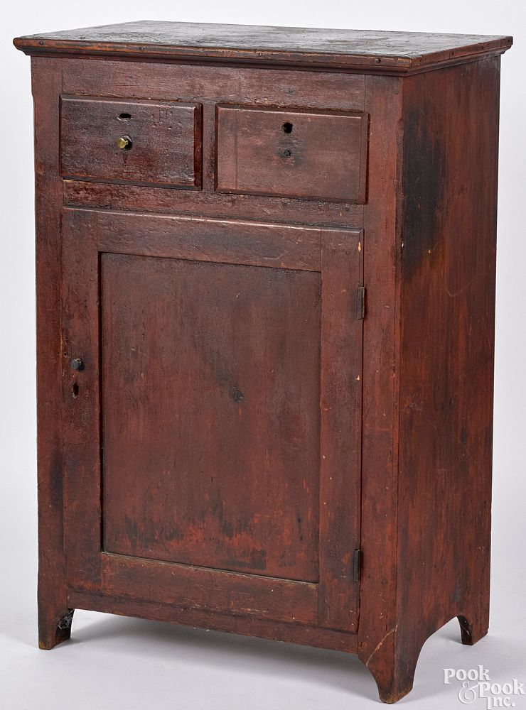 Appraisal: Pennsylvania stained pine cupboard Small Pennsylvania stained pine cupboard th