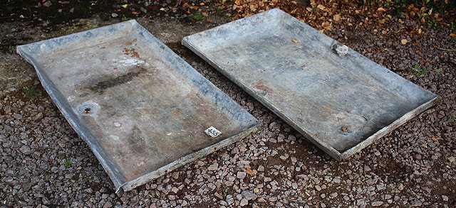 Appraisal: TWO TH CENTURY LEAD AND WOOD FRAMED RECTANGULAR SALTING TROUGHS