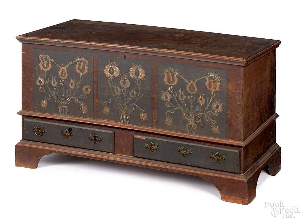 Appraisal: Pennsylvania painted pine dower chest Pennsylvania painted pine dower chest