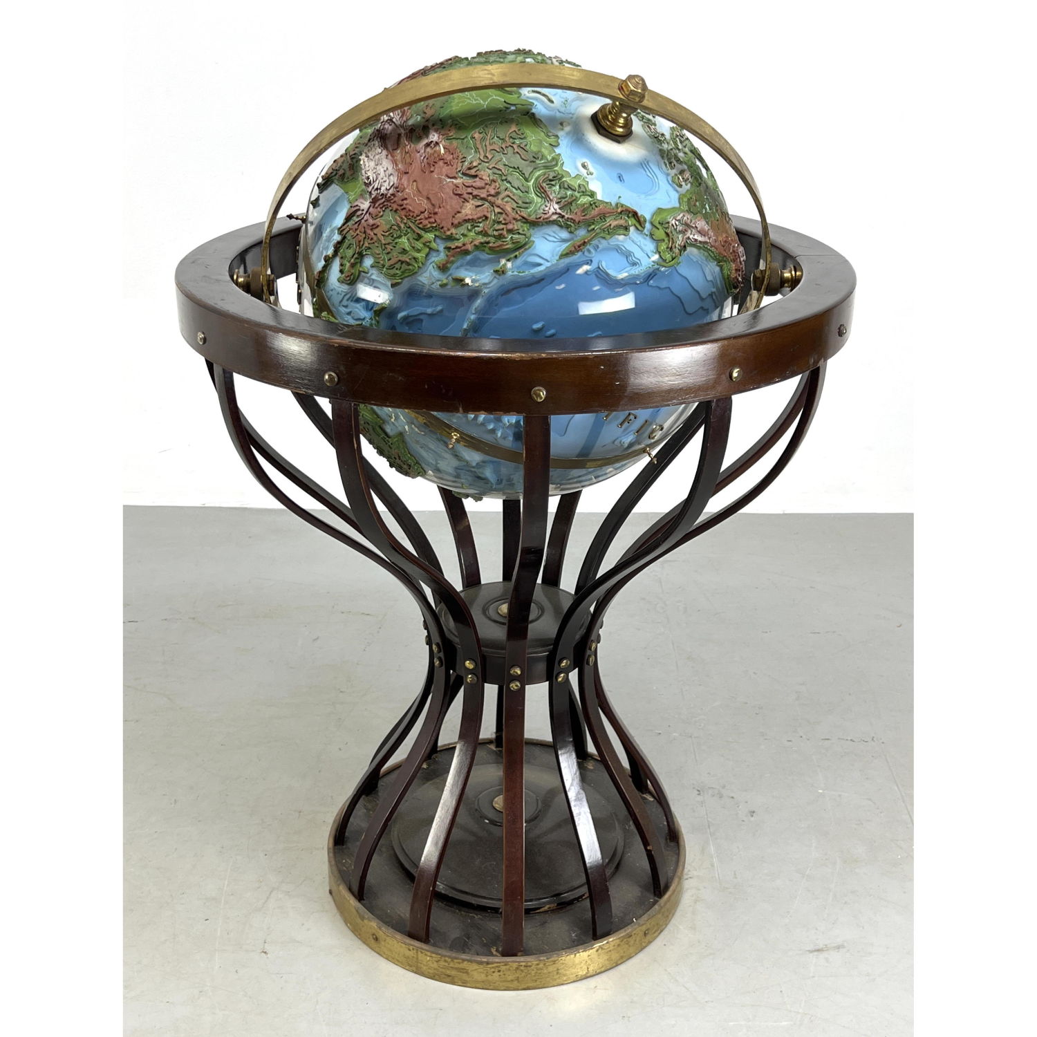 Appraisal: Edward Wormley Style World Globe Topographical with raised areas and