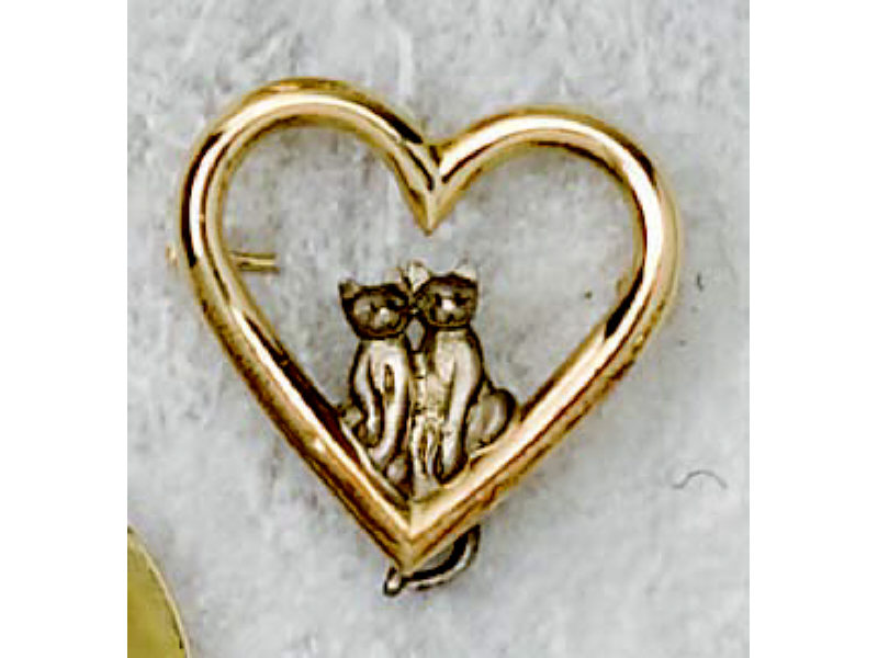 Appraisal: CAT BROOCH k yellow gold polished heart surrounding a satin