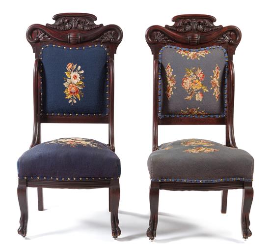 Appraisal: Sale Lot A Pair of Victorian Needlepoint Upholstered Side Chairs