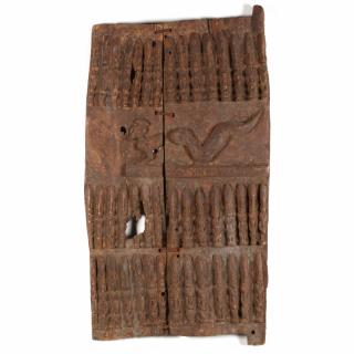 Appraisal: Mali Dogon Two Panel Relief Carved Wooden Door decorated with