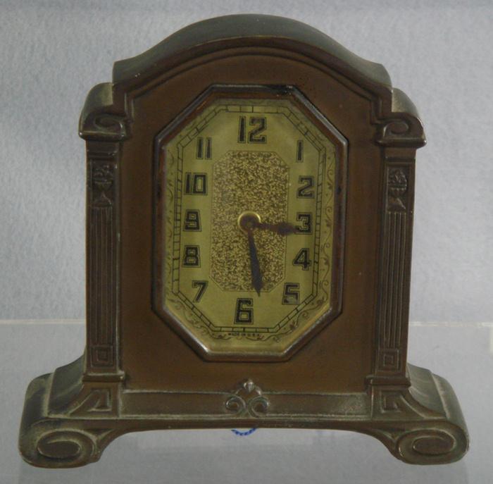 Appraisal: Art deco white metal desk clock wound tight h Estimate