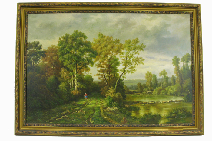 Appraisal: W DALLIDS OIL ON CANVAS American th century Landscape with