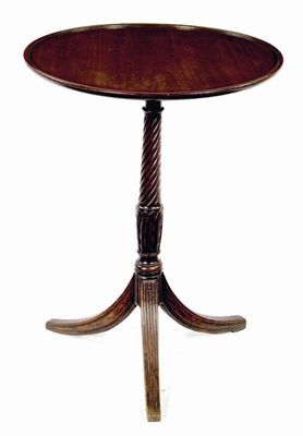 Appraisal: A mahogany tripod table the circular dished top above a