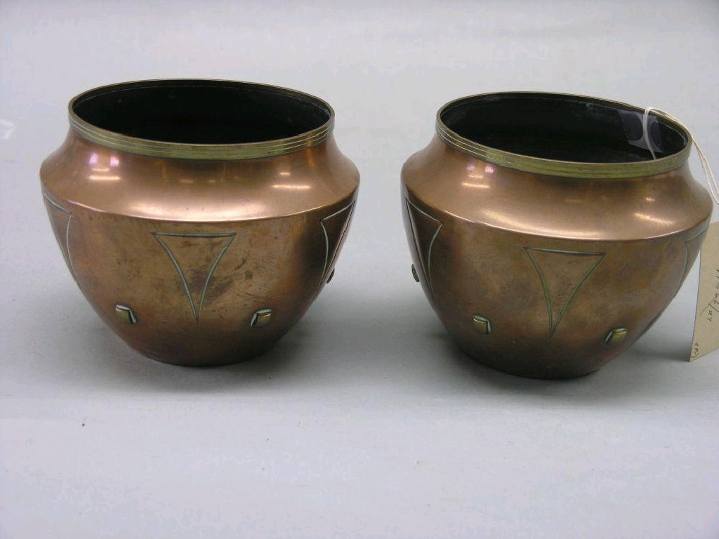 Appraisal: A pair of early WMF copper planters secessionist-type design in