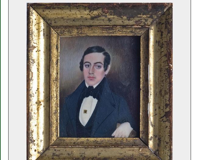 Appraisal: AMERICAN MINIATURE PORTRAIT ON IVORY OF A SEATED GENTLEMAN FOUND