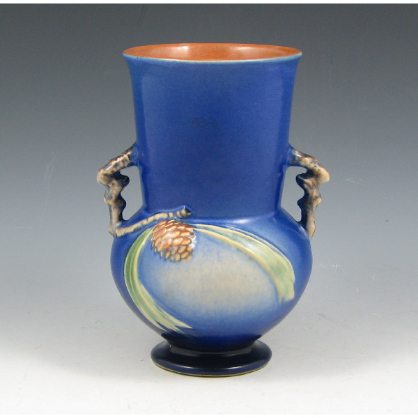 Appraisal: Roseville Pine Cone vase in blue Marked Roseville - Professional