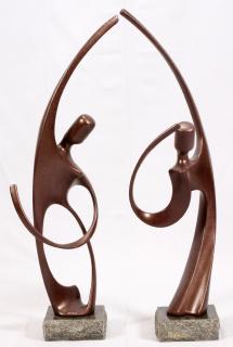 Appraisal: SAM RADOFF METAL CONTEMPORARY SCULPTURES PAIR SAM RADOFF USA METAL