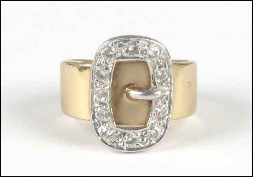 Appraisal: DIAMOND AND KARAT GOLD BUCKLE RING Condition No Specific Condition