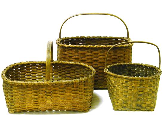 Appraisal: Three baskets with flat arch handles '' h '' h