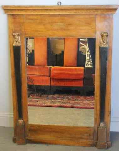 Appraisal: Antique Continental Fruitwood Mirror withEbonized and Gilded Turks Head Pilasters