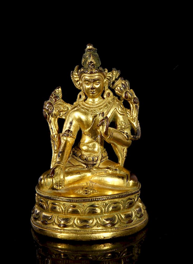 Appraisal: Sino-Tibetan Gilt Bronze Figure of Buddha th C the Buddha