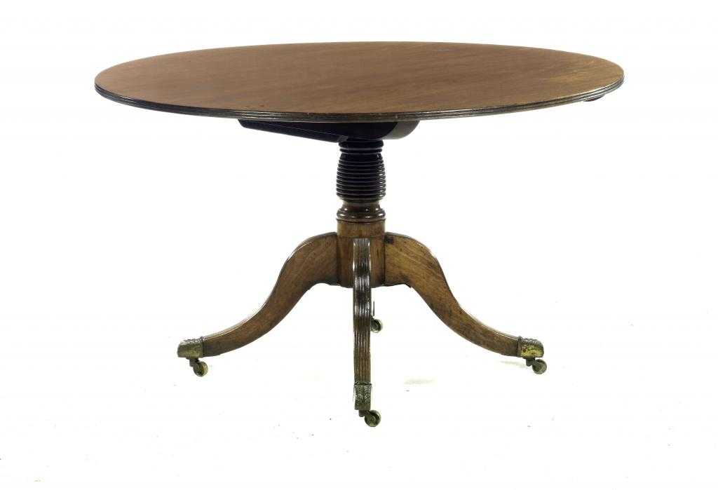 Appraisal: A GEORGE III MAHOGANY BREAKFAST TABLE the circular top on