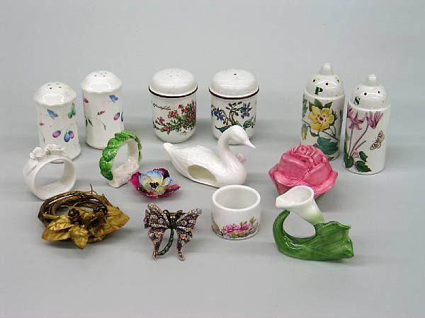 Appraisal: A collection of mainly ceramic and other napkin rings salt