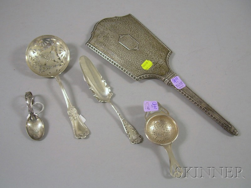 Appraisal: Five Silver Serving and Vanity Items a Victorian sterling hand