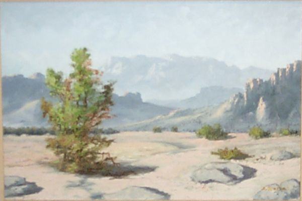 Appraisal: Desert Landscape Huertes S Oil on Canvas x inches Signed