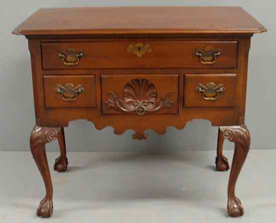 Appraisal: Philadelphia Chippendale style mahogany lowboy by Colonial Mfg Co h