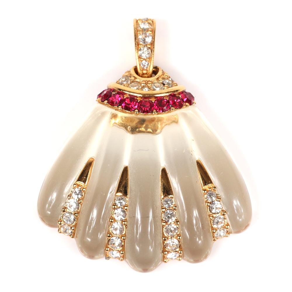 Appraisal: GIVENCHY VINTAGE COUTURE DESIGNER JELLY BELLY FAN SHELL PENDANT WITH