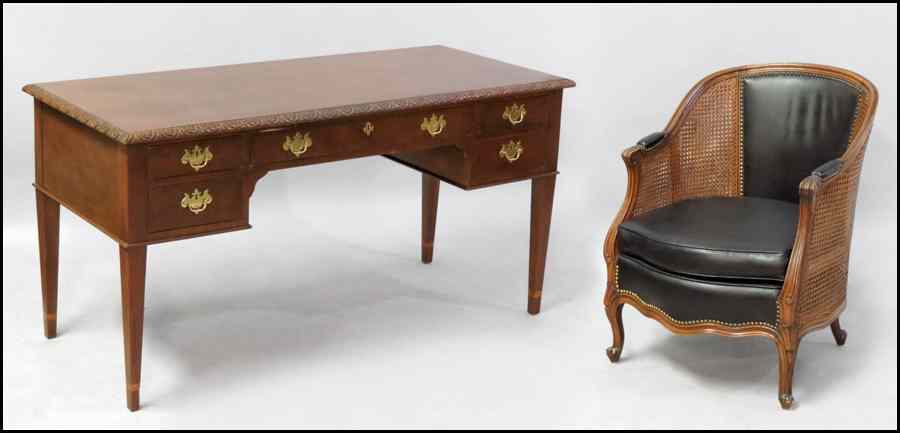 Appraisal: BAKER CARVED MAHOGANY DESK Historic Charleston Collection Together with a